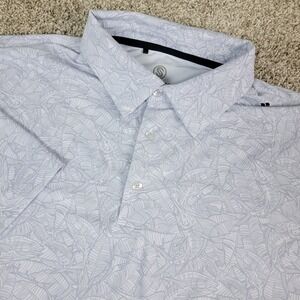 Scales Mens XL Gray AOP Floral Performance Stretch Golf Polo Short Sleeve